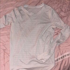 Lululemon White Long Sleeve Mesh Top